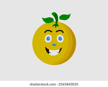 anthropomorphic lemon with a smiling face on a light gray background