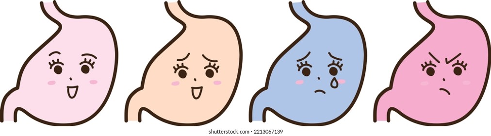 Anthropomorphic stomach emotions facial expression set