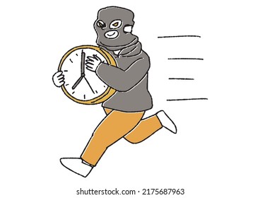 Anthropomorphic time thief Concept art about how busy modern people use their time