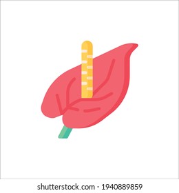 Icono plano del antrurio aislado en fondo blanco
