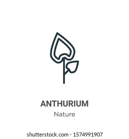 Anthurium outline vector icon. Thin line black anthurium icon, flat vector simple element illustration from editable nature concept isolated on white background