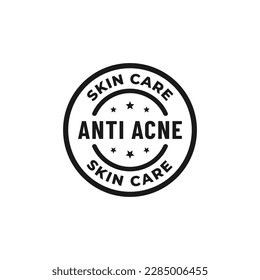 Anti acne label or anti acne stamp vector isolated in flat style. Best anti acne label vector for product packaging design element. Simple Anti acne stamp vector isolated.