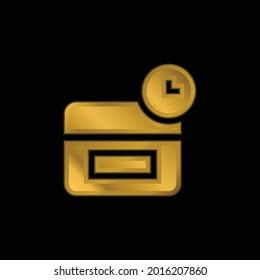 Anti Age gold plated metalic icon or logo vector