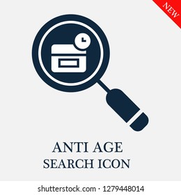 Anti age search icon. Editable Anti age search icon for web or mobile.