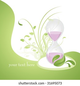 anti aging concept hourglass vector illustration, related with alternative medicines health and wellness on natural way