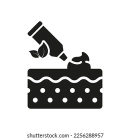 Anti Aging Cream Silhouette Icon. Facial Cosmetic for Beauty Skin Pictogram. Cosmetology Moisturizer Glyph Icon. Skin Care Treatment. Isolated Vector Illustration.