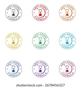 Icono de cosméticos de fórmula antienvejecimiento aislado sobre fondo blanco. Establecer iconos de colores