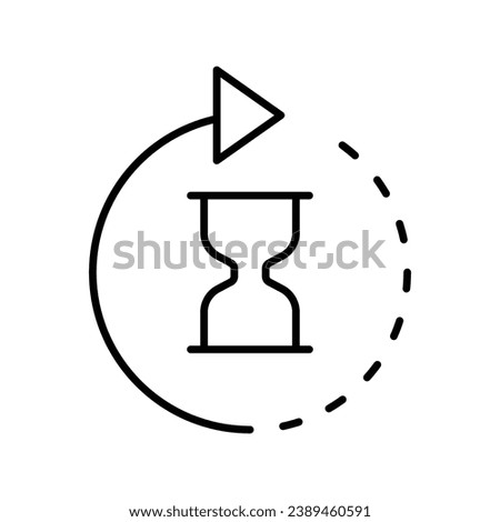 Anti aging hourglass icon. Simple outline style. Waiting slow time, anti old, clock, sandglass with round arrow, timer concept. Thin line symbol. Vector illustration isolated.