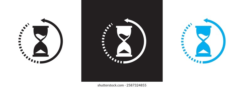 Anti aging hourglass icon. Waiting slow time single  icon . isolated on white and black background. Vector illustration. EPS 10