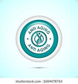 Anti aging icon design illustration. Icon for logo, mobile app, website, sign, symbol. Teal color round button design