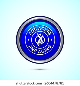 Anti aging icon design illustration. Icon for logo, mobile app, website, sign, symbol. Blue color round button design