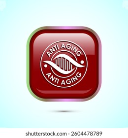 Anti aging icon design illustration. Icon for logo, mobile app, website, sign, symbol. Red color square button design