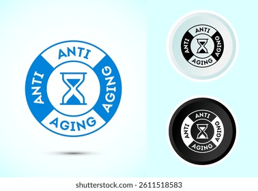 Anti aging icon design illustration. Anti aging sign, symbol in color, black and white
