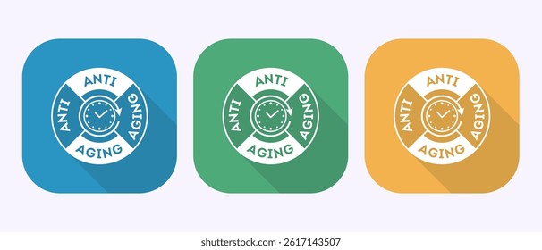Anti aging icon design illustration. Anti aging sign symbol in shadow button design