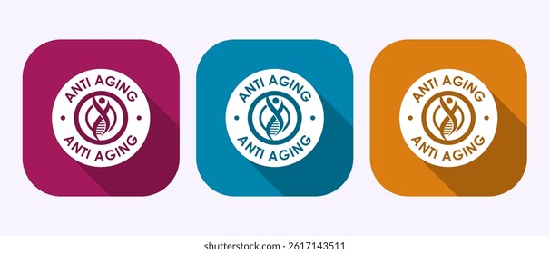 Anti aging icon design illustration. Anti aging sign symbol in shadow button design