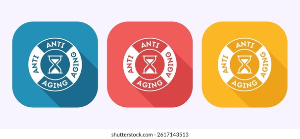 Anti aging icon design illustration. Anti aging sign symbol in shadow button design