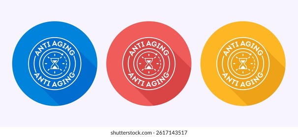 Anti aging icon design illustration. Anti aging sign symbol in shadow button design