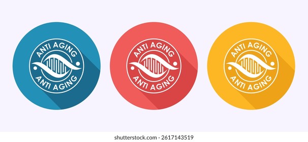 Anti aging icon design illustration. Anti aging sign symbol in shadow button design