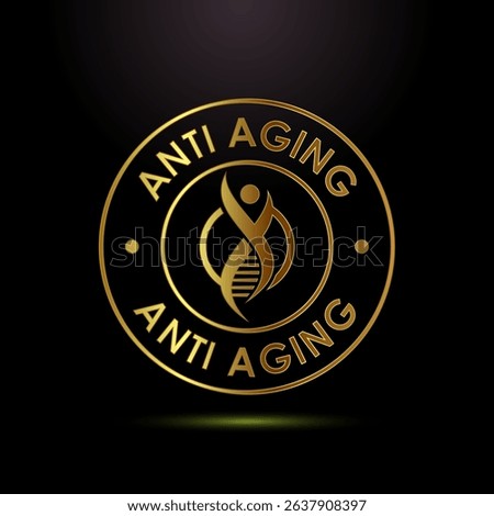 Anti aging icon design illustration. Anti aging label sign symbol in gold color style
