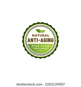 Anti Aging Label Vector or Anti Aging Seal Vector Isolated on White Background. For facial care products. Anti aging label for facial skin health products. Natural anti aging seal with the best design