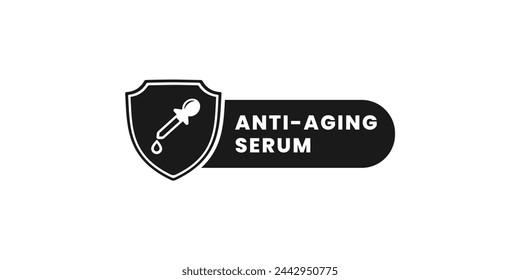 Anti aging serum label or Anti aging serum vector isolated. Best Anti aging serum label for product packaging design element. Anti aging serum vector for packaging design element.