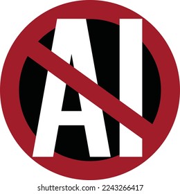 Cartel contra Ai. No a las imágenes generadas por IA. Protesta contra la IA. 