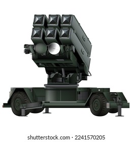 Anti - aircraft air defense system Aspide in realistic stule. Skyguard NASAMS. MIM-104 Patriot. Colorful vector illustration isolated on white background.