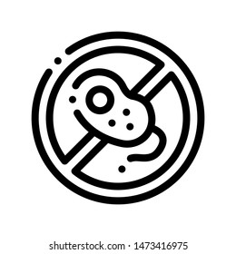 Anti Bacillus Bacteria Vector Thin Line Sign Icon. Forbidden Mark With Bacteria Linear Pictogram. Chemical Microbe Type Infection Microorganism Bacteriology Contour Monochrome Illustration