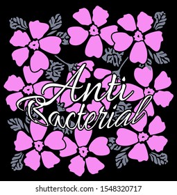 anti bacterial, beautiful greeting card background or banner with pink flower theme. design illustration