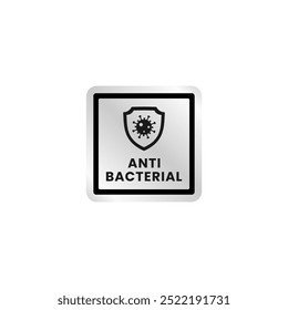 Etiqueta bacteriana anti o Vector de la etiqueta de defensa bacteriana aislado. Etiqueta de defensa bacteriana para el elemento de diseño de embalaje del producto. Vector antibacteriano del icono para el elemento del diseño.