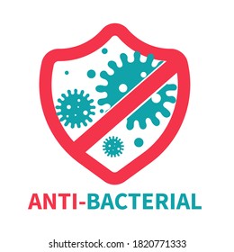 Anti bacterial shield Virus icon superimposed by a shield For antibacterial products