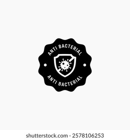 Anti bacterial stamp vector isolated. Simple Anti microbial label for product packaging design element. Antibacterial icon vector for design element.