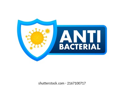 Anti bacterial and virus solution. 3d shield icon. White background