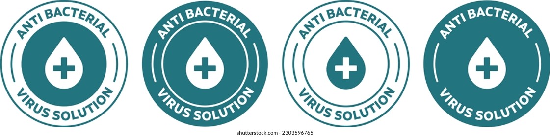 Anti bacterial and virus solution icon set on white background