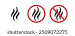 Anti bad smell icon. Odor control label. Forbidden flavors symbol. Strong flavors are not allowed. Deodorant sign. No perfume icon. Forbidden smoke. Vector illustration isolated on white background.