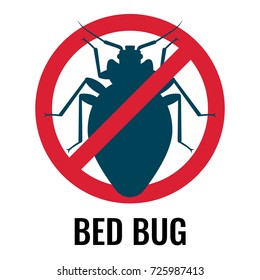 Anti bed bug emblem white on vector illustration