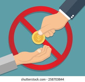 Anti begging concept in flat style