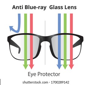 Anti Blue Ray Light, Glass, Blue Ray Block Filter Lens Vector