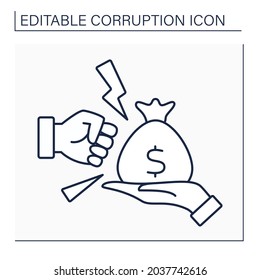 Anti bribery line icon. Avoiding corruption actions. Fight against illegal investment and bribes. Corruption concept. Isolated vector illustration. Editable stroke