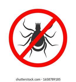 Anti bug vector icon. Tick parasite warning sign. Mite parasites. Insect alert, attention signal