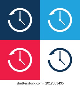 Anti Clockwise blue and red four color minimal icon set