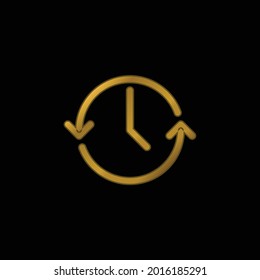 Icono metálico o vector de logotipo en ojiva de oro en sentido antihorario