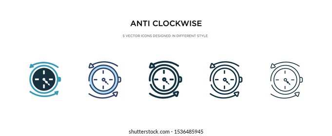 anti clockwise icon in different style vector illustration. two colored and black anti clockwise vector icons designed in filled, outline, line and stroke style can be used for web, mobile, ui