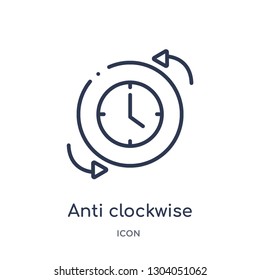 anti clockwise icon from user interface outline collection. Thin line anti clockwise icon isolated on white background.