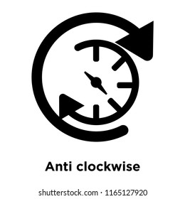 Anti clockwise icon vector isolated on white background, Anti clockwise transparent sign , black time symbols