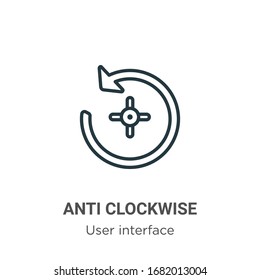 Anti clockwise outline vector icon. Thin line black anti clockwise icon, flat vector simple element illustration from editable user interface concept isolated stroke on white background