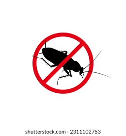 anti cockroach sign illustration vector, insect prohibition symbol