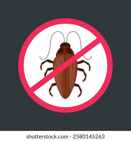 Anti cockroach sign isolated on white background concept. Vector flat graphic design illustration