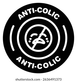 Anti colic baby cry icon Flat outline fill black and white
