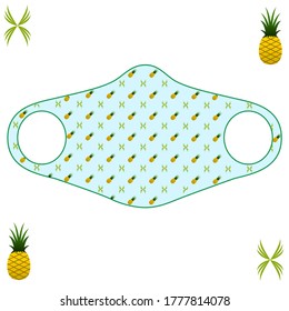 Anti corona facemask layout with funny pineapple pattern